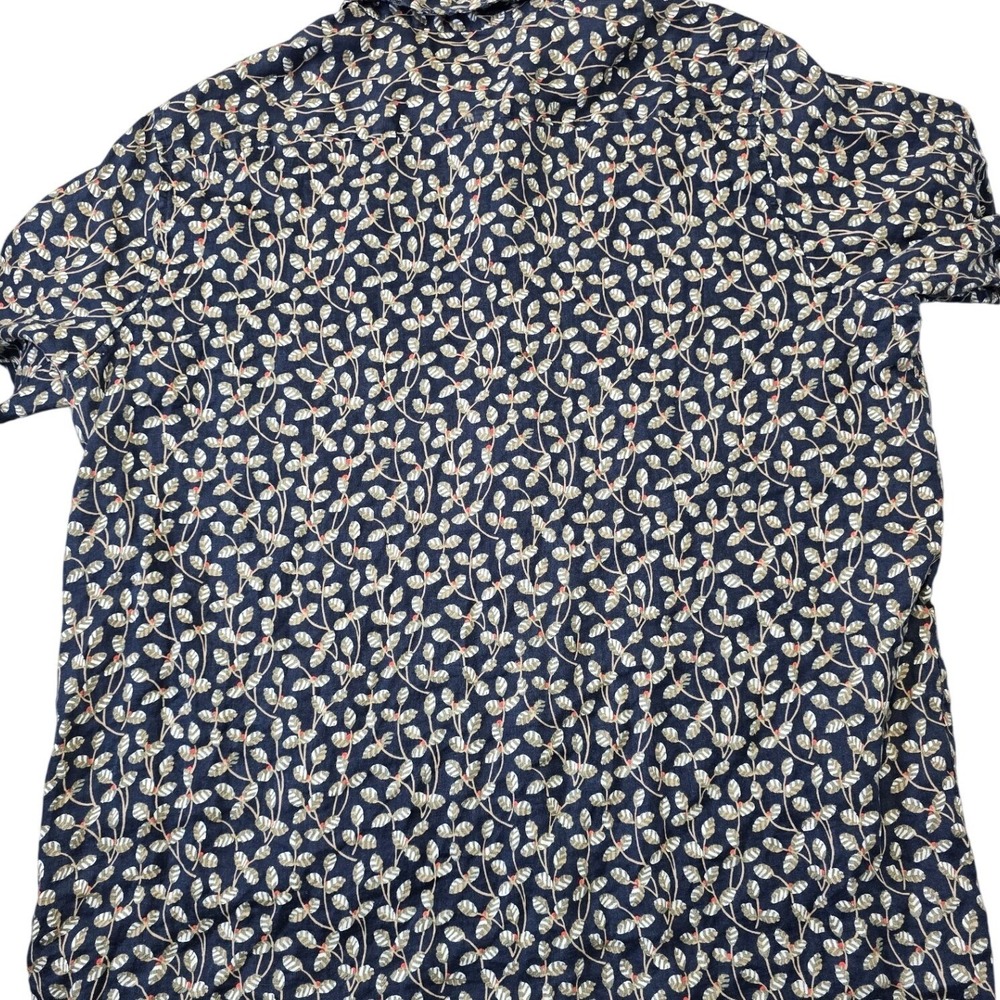 Perry Ellis 100% Linen Shirt Mens 2XL Blue Floral Button Up Short Sleeve Casual - Picture 10 of 10